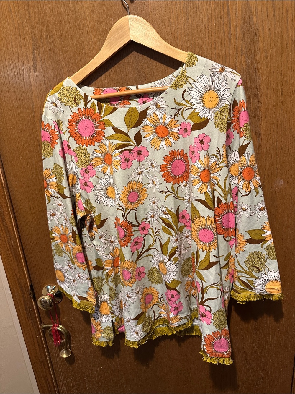 Spartina 449 Floral Scoop-Neck Top in Pink, Orange & Cream